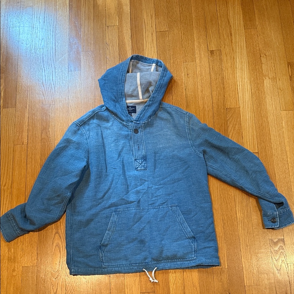 American Eagle Outfitters Light Blue Hooded Sweatshirt